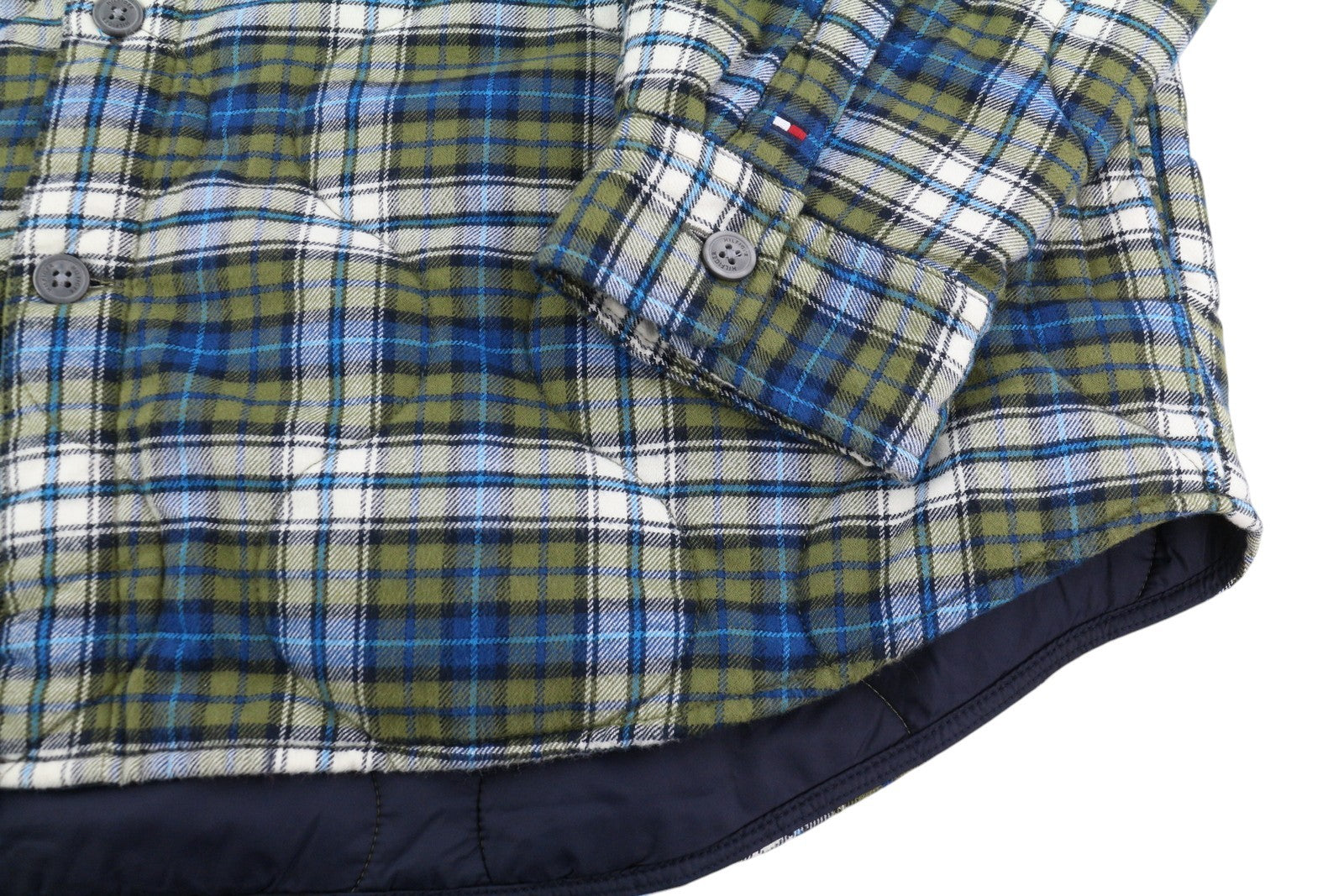 TOMMY HILFIGER Check Quilted Overshirt Men Jacket L Padded Lined