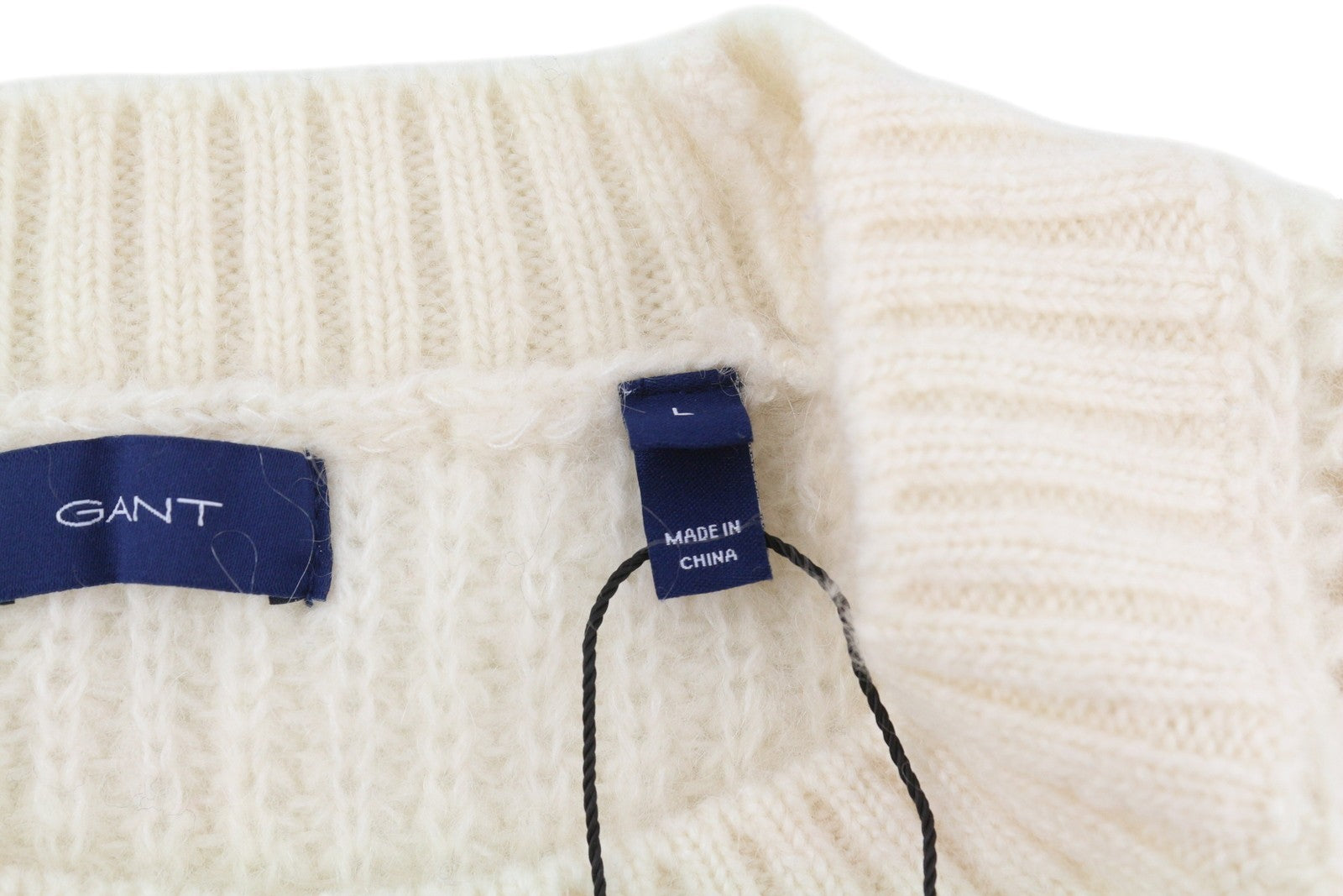 GANT Mohair Detail C-Neck Women Jumper L Off White Wool Knit