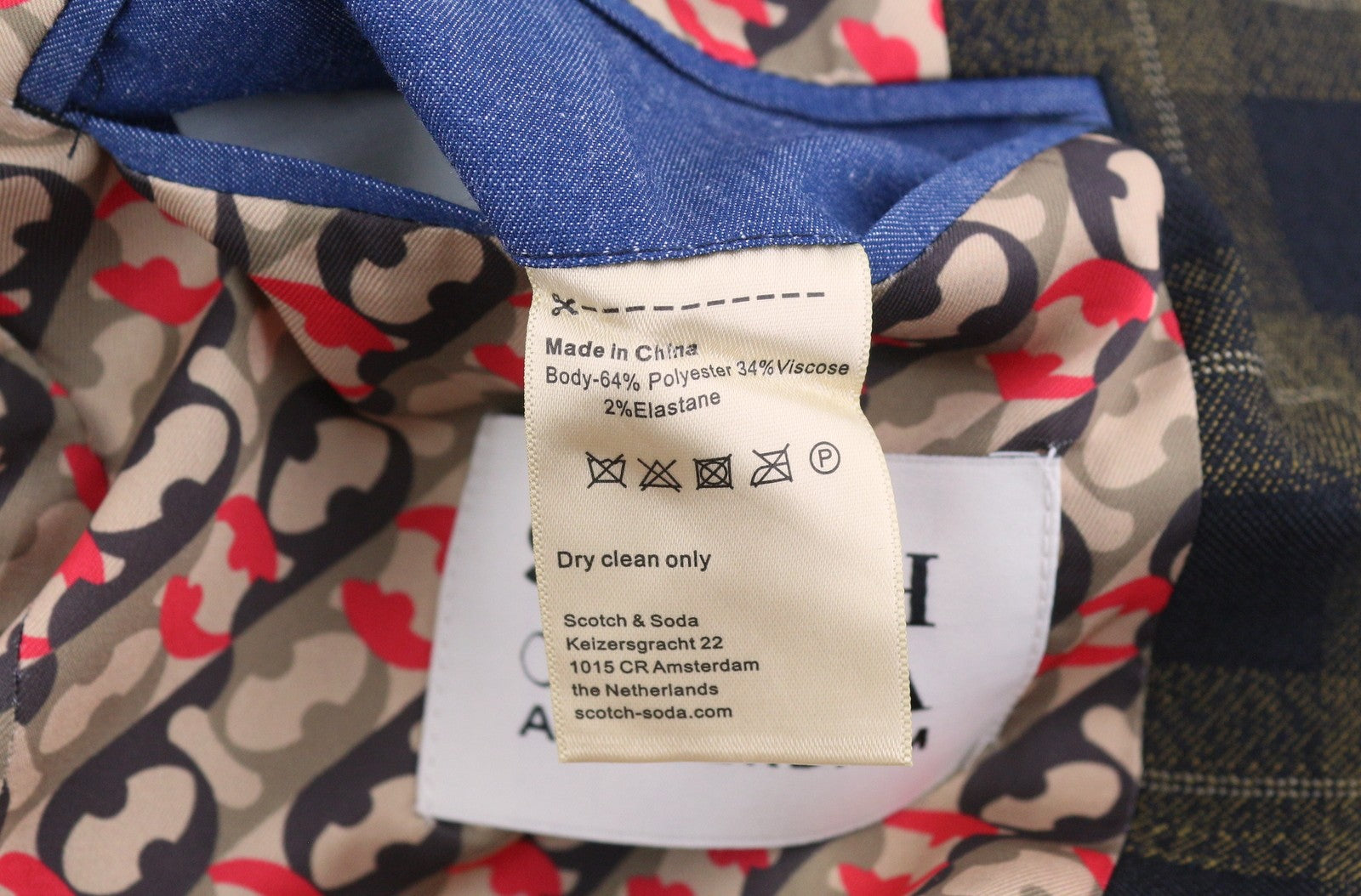 SCOTCH & SODA Men Suit M Golden Brown Check Yarn-Dyed Single Breasted 2PC