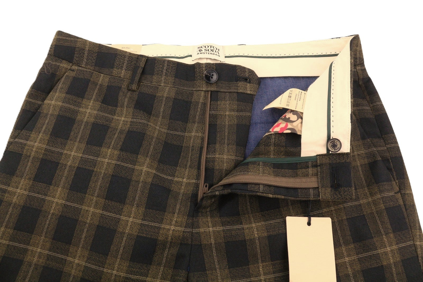 SCOTCH & SODA Men Suit M Golden Brown Check Yarn-Dyed Single Breasted 2PC