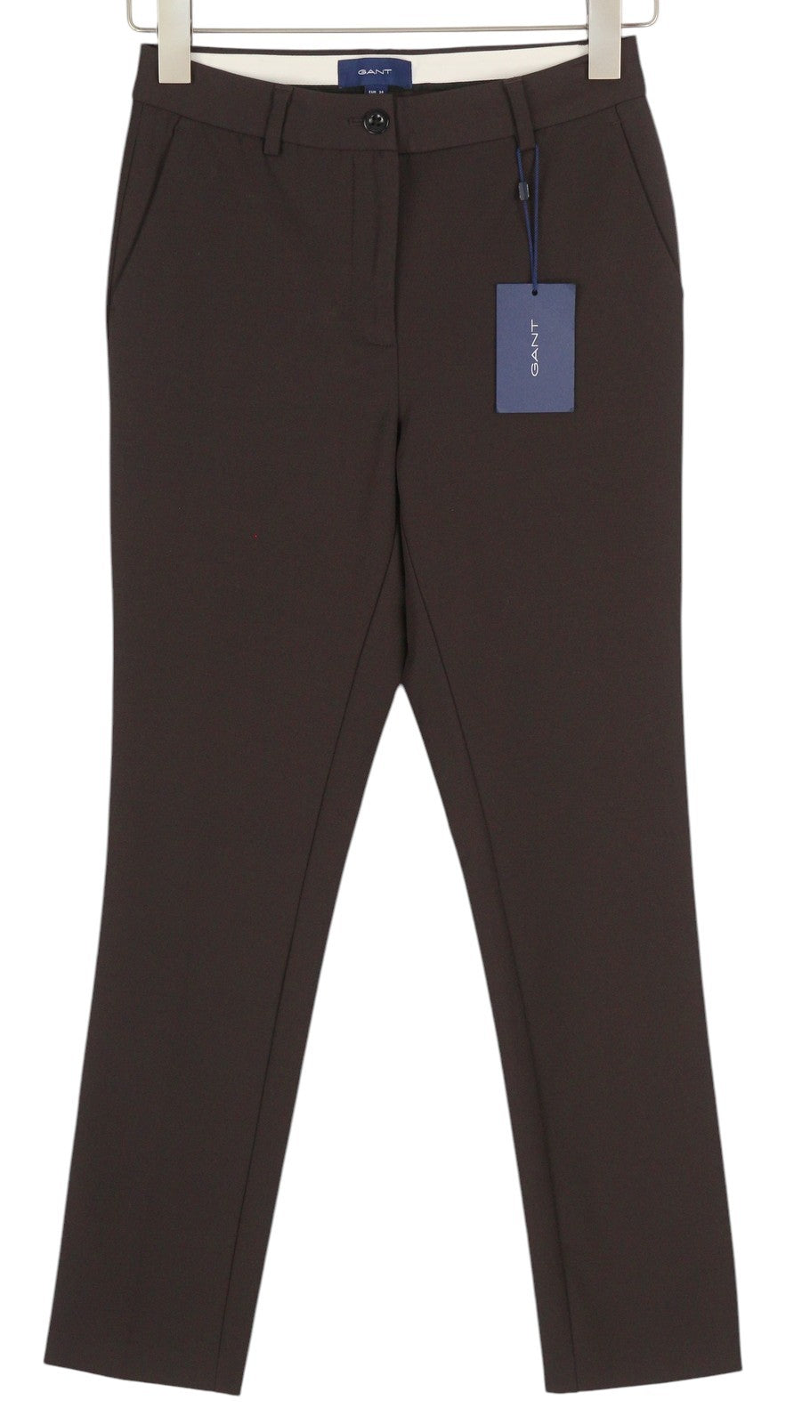 GANT Stretched Tapered Women Trousers EU34 Black Coffee Classic Zip Fly