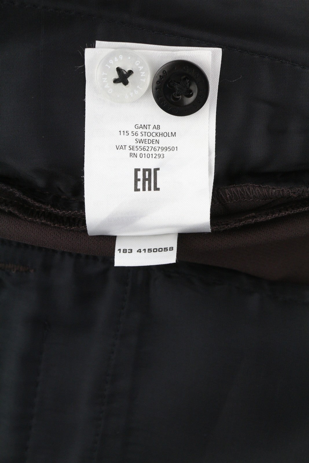 GANT Stretched Tapered Women Trousers EU34 Black Coffee Classic Zip Fly