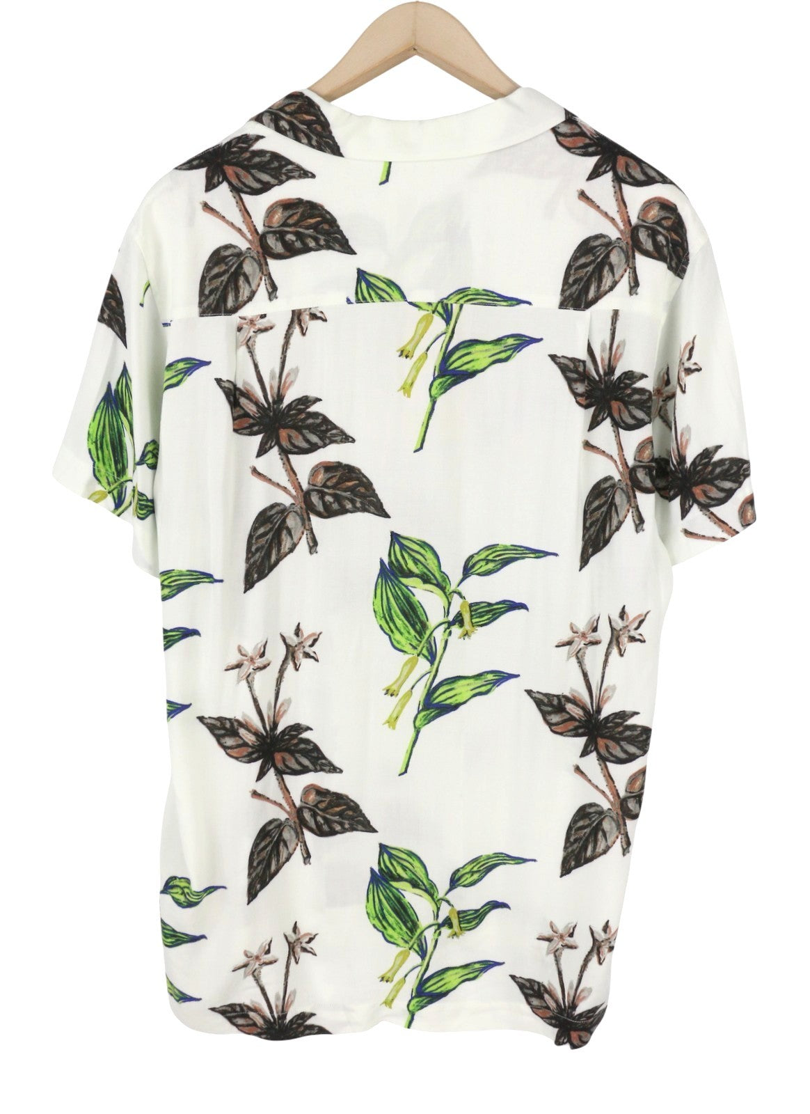 SCOTCH & SODA Men Shirt M White Leafs Print Button-Up Notch Short Sleeve