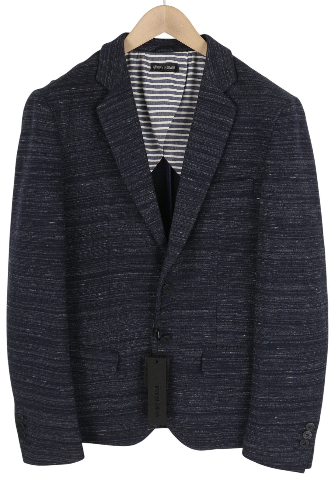 ANTONY MORATO Men Blazer M Blue Super Slim Half Lined Notch Button