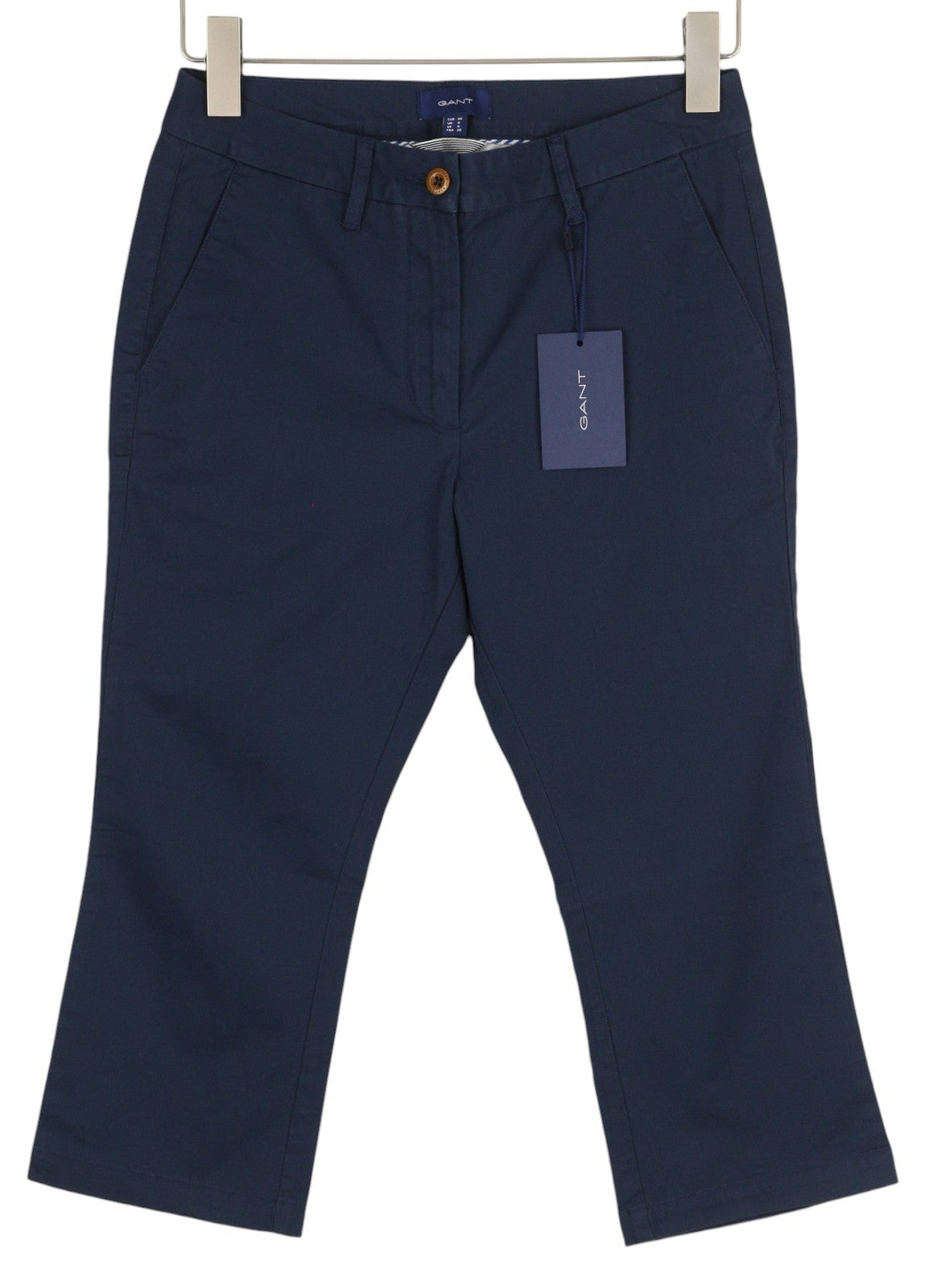 GANT Chino Capri Women Trousers EU36 Blue Ankle Zip Fly Pockets Casual