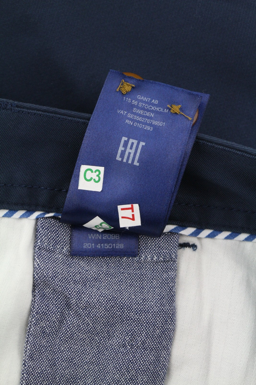 GANT Chino Capri Women Trousers EU36 Blue Ankle Zip Fly Pockets Casual
