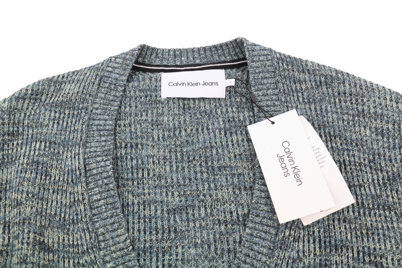 CALVIN KLEIN Twisted Yarn Cardigan Men Jumper L Multi Button RRP129
