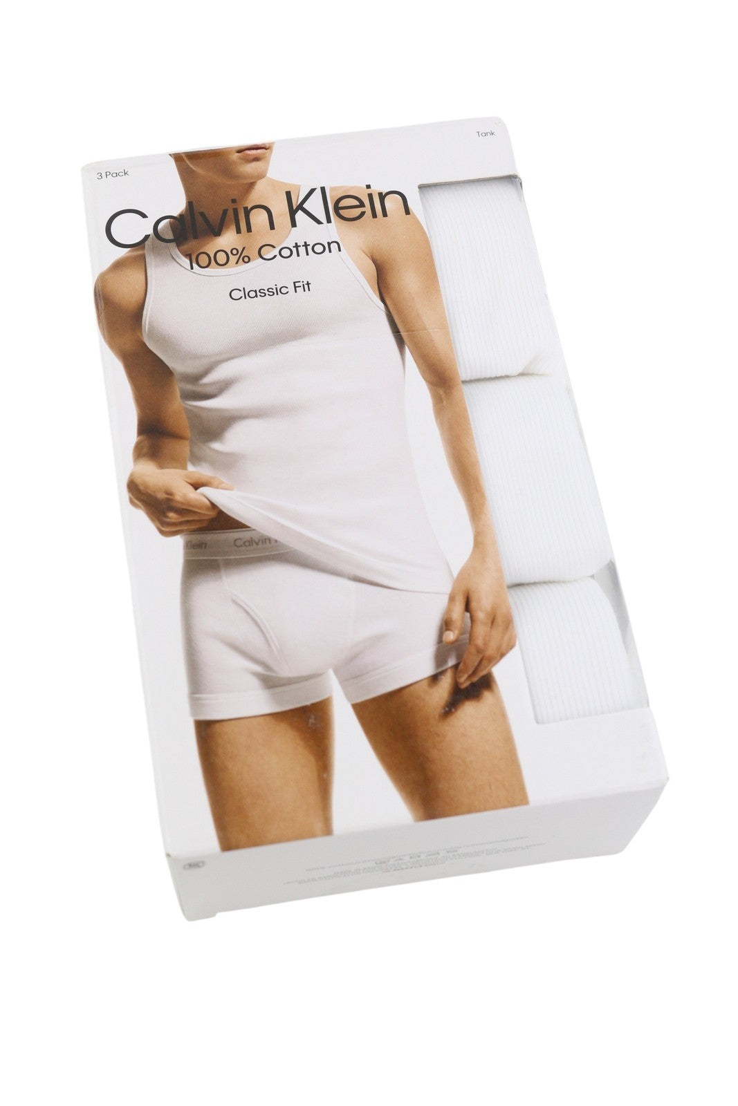 CALVIN KLEIN Men T-Shirt M White Sleeveless Ribbed Underwear 3 Pack
