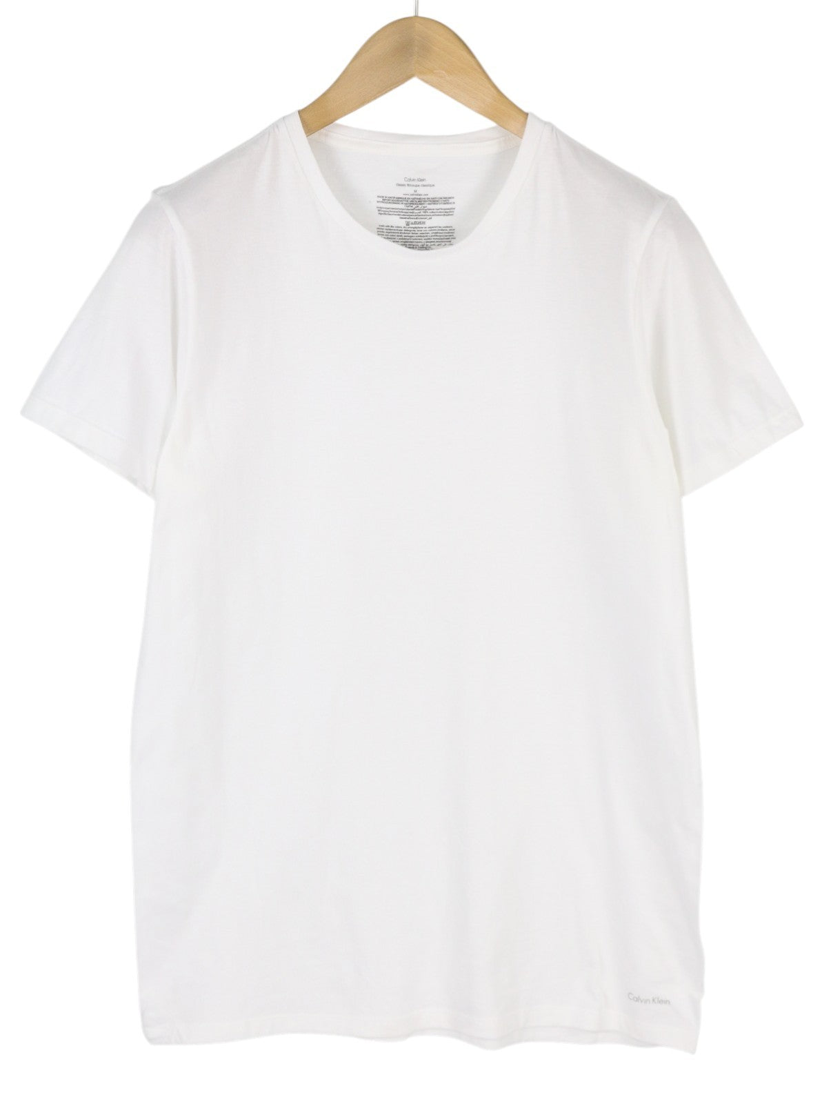 CALVIN KLEIN Classic Men T-Shirt M White Crew Neck Short Sleeve 2 Pack