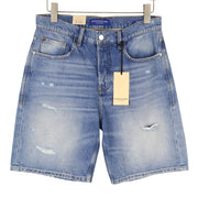 SCOTCH & SODA Dean Men Shorts W32 Denim Blue Faded Distress Loose Tapered Fit