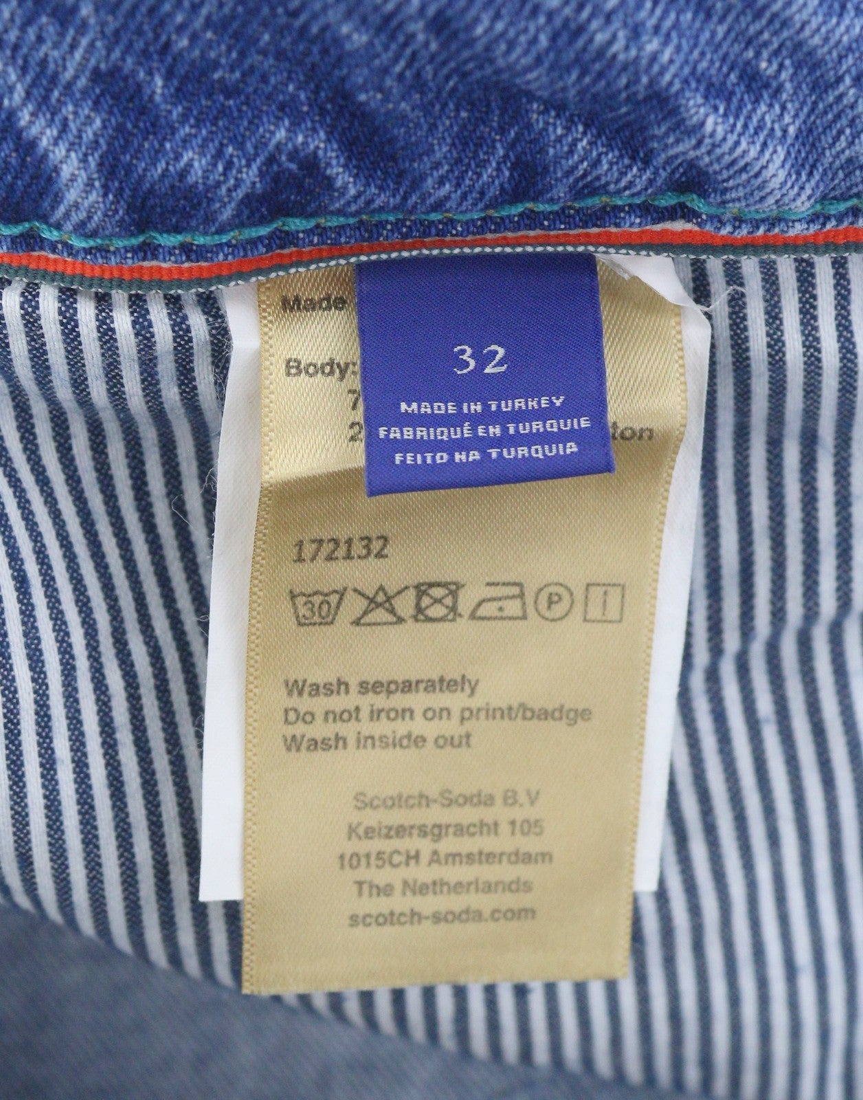 SCOTCH & SODA Dean Men Shorts W32 Denim Blue Faded Distress Loose Tapered Fit