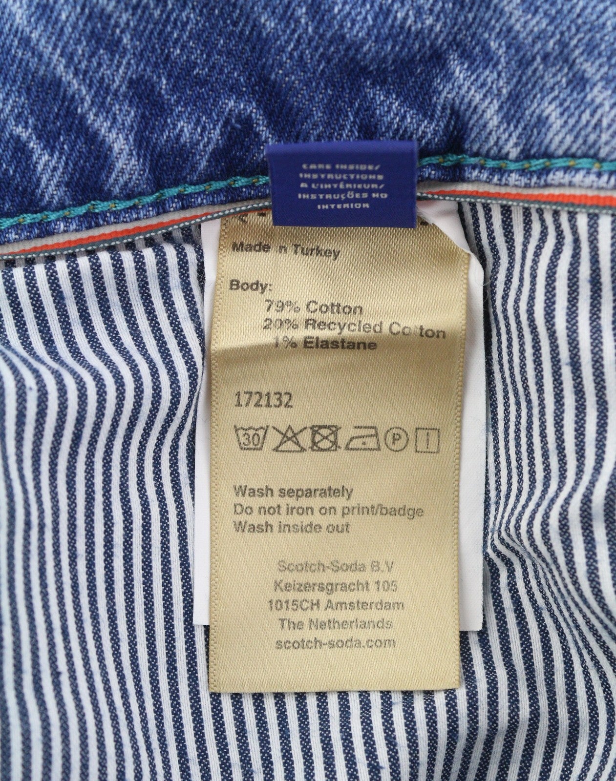 SCOTCH & SODA Dean Men Shorts W32 Denim Blue Faded Distress Loose Tapered Fit