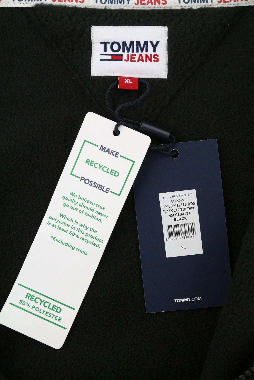 TOMMY HILFIGER Tjm Polar Zip Men Sweatshirt XL Black Fleece Oversized