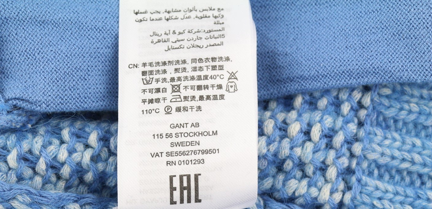 GANT Boyfriend Cardigan Women Jumper S Blue Melange Wool Alpaca