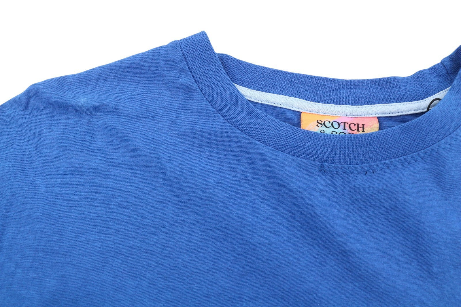 SCOTCH & SODA Men T-Shirt M Blue Cotton Linen Tricot Crew Neck Short Sleeved