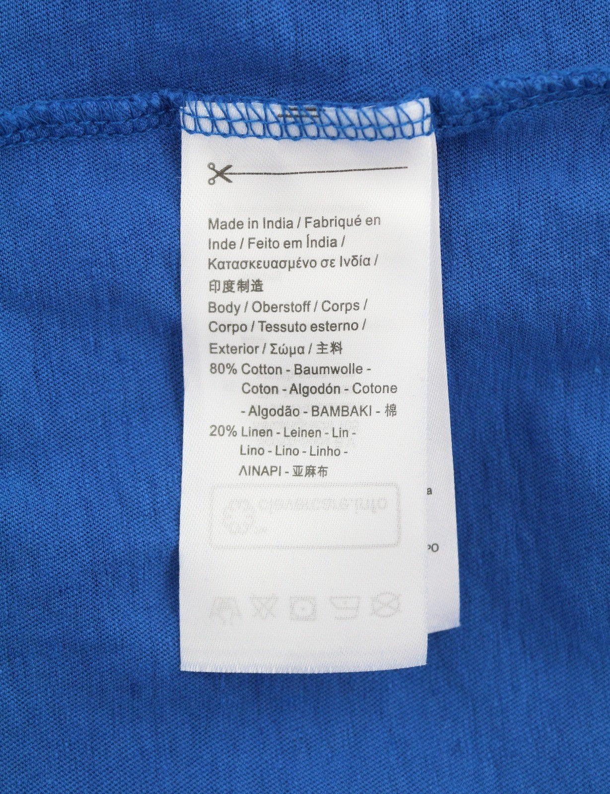 SCOTCH & SODA Men T-Shirt M Blue Cotton Linen Tricot Crew Neck Short Sleeved