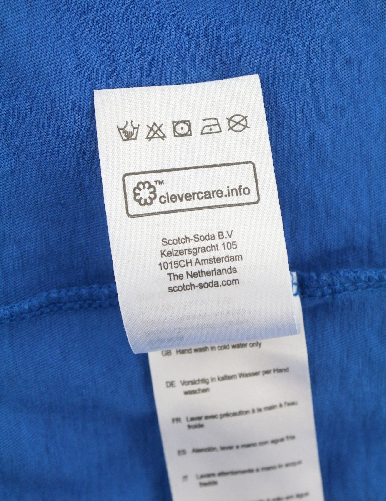 SCOTCH & SODA Men T-Shirt M Blue Cotton Linen Tricot Crew Neck Short Sleeved