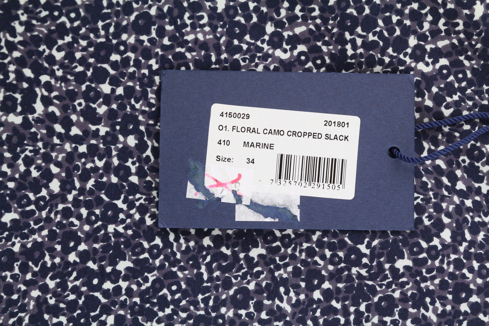 GANT Floral Camo Cropped Slack Women Trousers EU34 Blue Slim Zip Fly