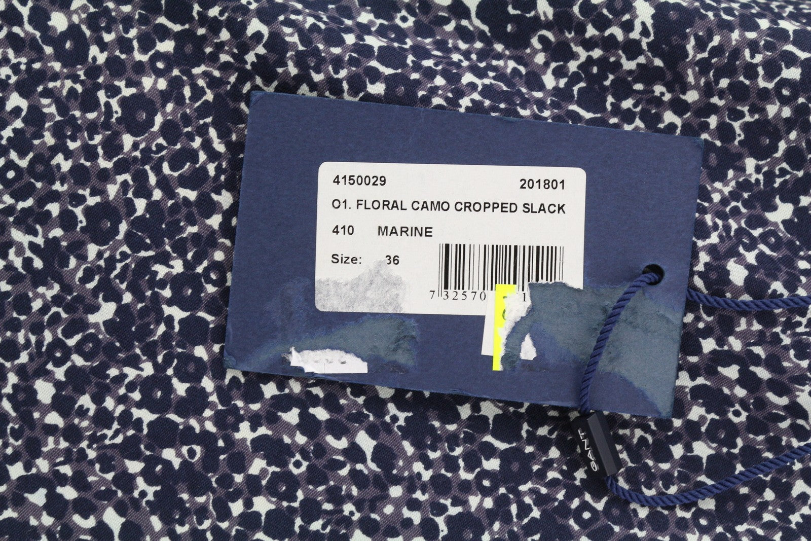 GANT Floral Camo Cropped Slack Women Trousers EU36 Blue Slim Zip Fly