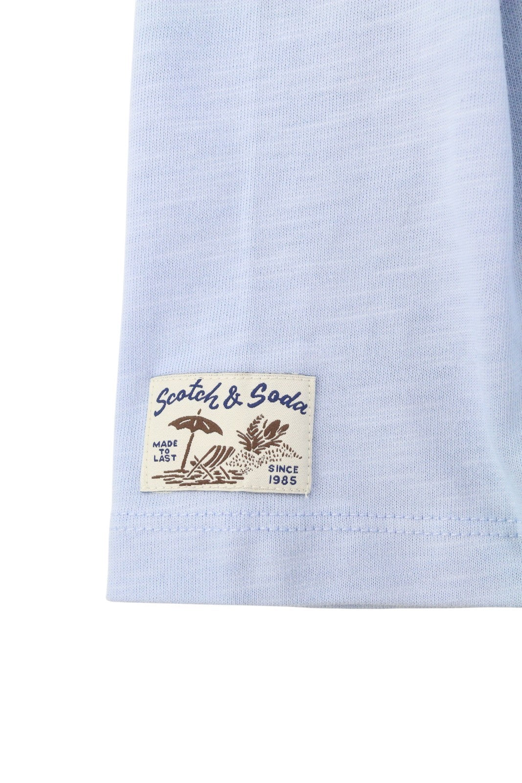 SCOTCH & SODA Men T-Shirt M Blue Melange Cotton Embroidered Tricot Short Sleeve