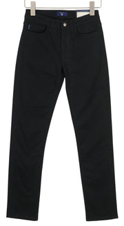 GANT Regular Satin Women Trousers W26/L34 Black Flat Zip Casual