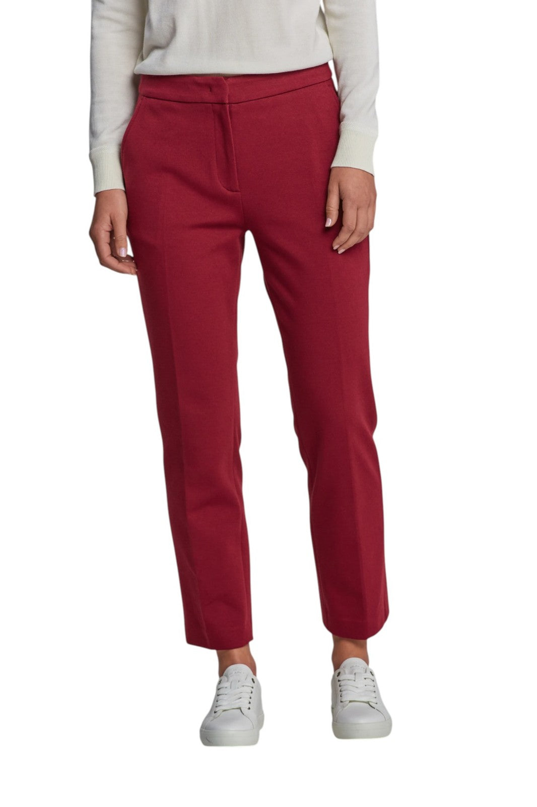 GANT Jersey Cigarette Women Trousers EU36 Red Slim Ankle