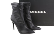 DIESEL D-Yucca Ab moteriški bateliai, juodi, dengti aukštakulniai, smaili noselė, EU38, RRP 300 €