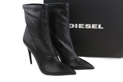 DIESEL D-Yucca Ab moteriški bateliai, juodi, dengti aukštakulniai, smaili noselė, 39 EU, RRP 300 € 