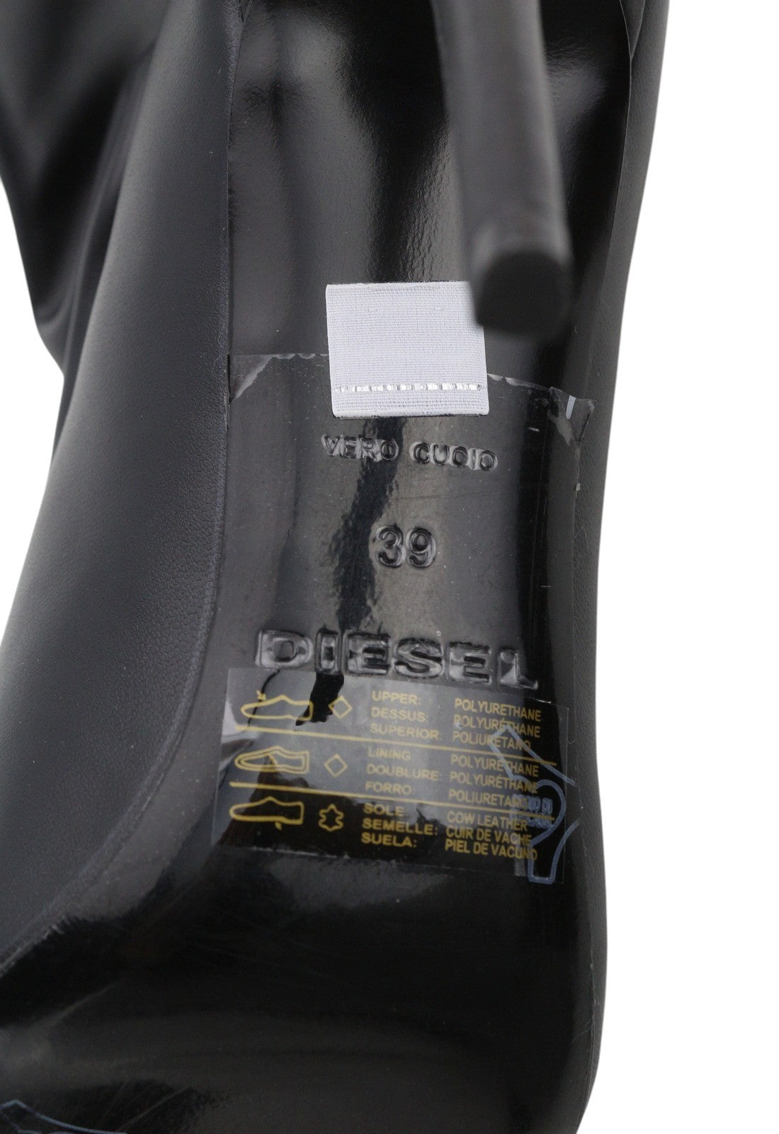 DIESEL D-Yucca Ab moteriški bateliai, juodi, dengti aukštakulniai, smaili noselė, 39 EU, RRP 300 € 