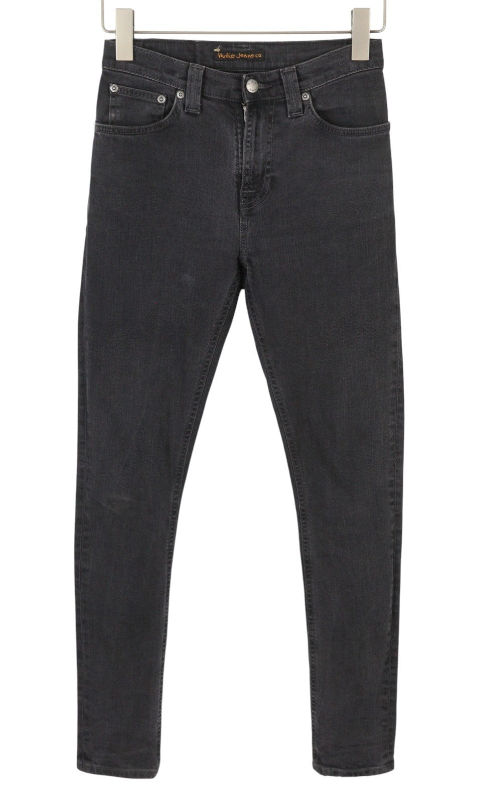 NUDIE JEANS Pipe Len Monolith Women Jeans W26/L32 Dark Grey Skinny Stretch Denim