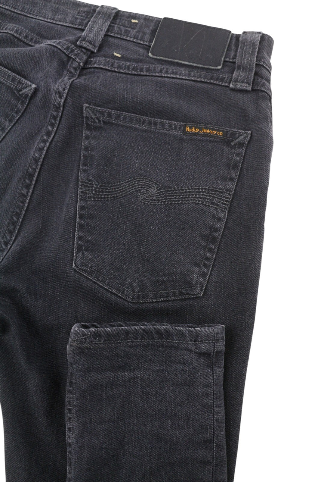 NUDIE JEANS Pipe Len Monolith Women Jeans W26/L32 Dark Grey Skinny Stretch Denim