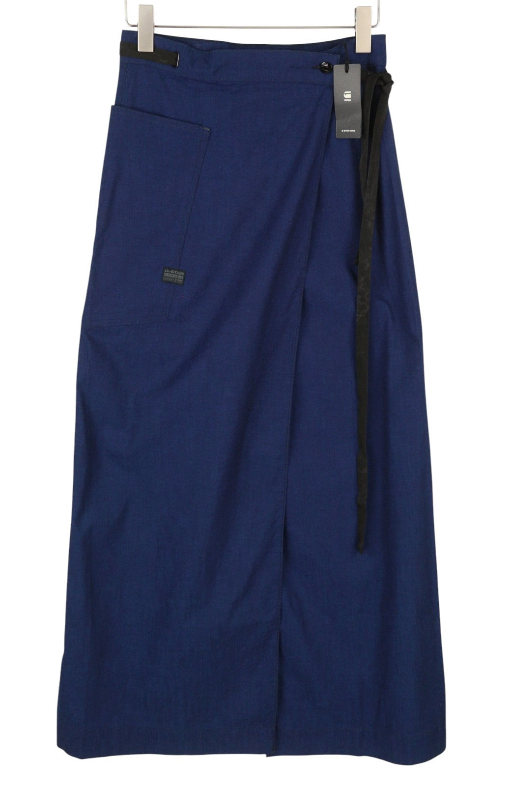 G-STAR A-Line Long Wrap Women Skirt W27 Dark Blue Organic Maxi Length RRP159