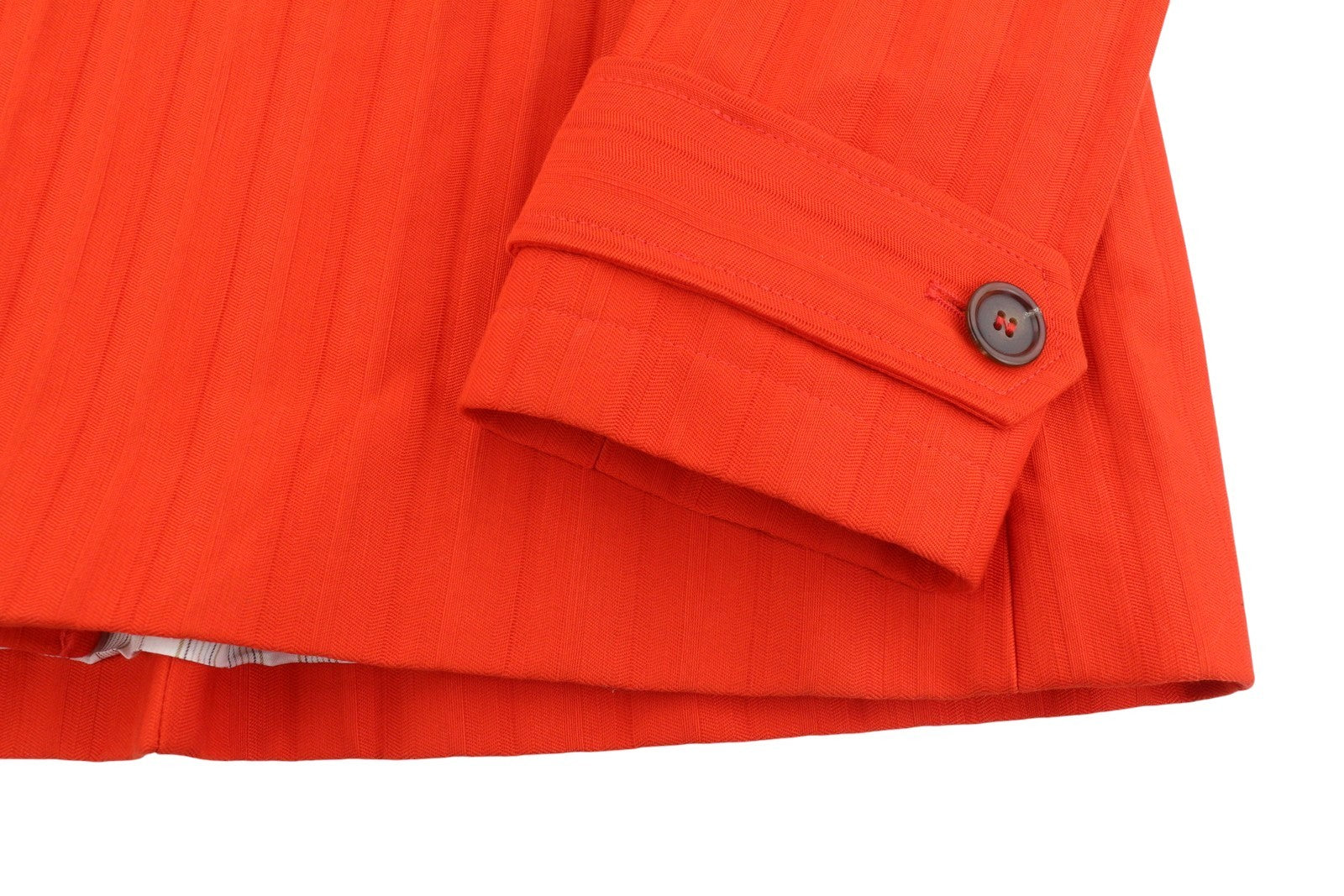 A.P.C. Max Dinard Women Coat 34 XS Orange Pinstriped Hidden Button Mid RRP650
