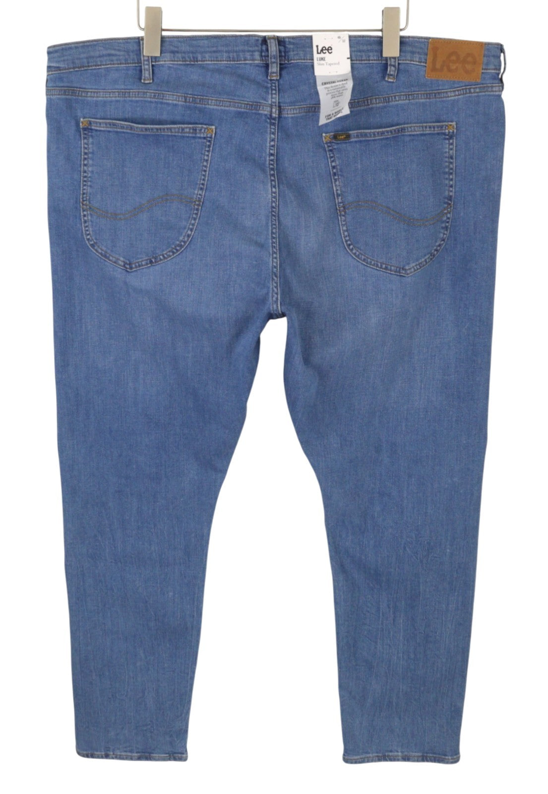 LEE Luke Men Jeans W46/L32 Blue Whiskers Faded Slim Tapered Fit Denim