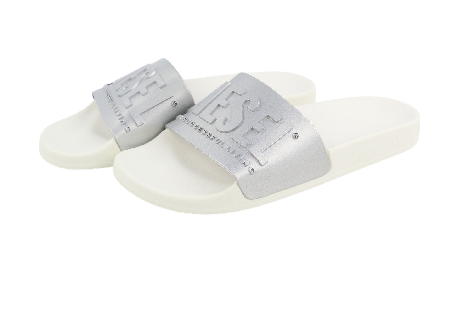 DIESEL Sa-Mayemi W moteriškos basutės, 35 dydžio, baltos, sidabrinės, atviros paplūdimio šlepetės