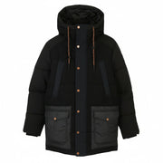 SCOTCH & SODA Arza Men Jacket S Black Padded Mixed Media Quilted Parka RRP389