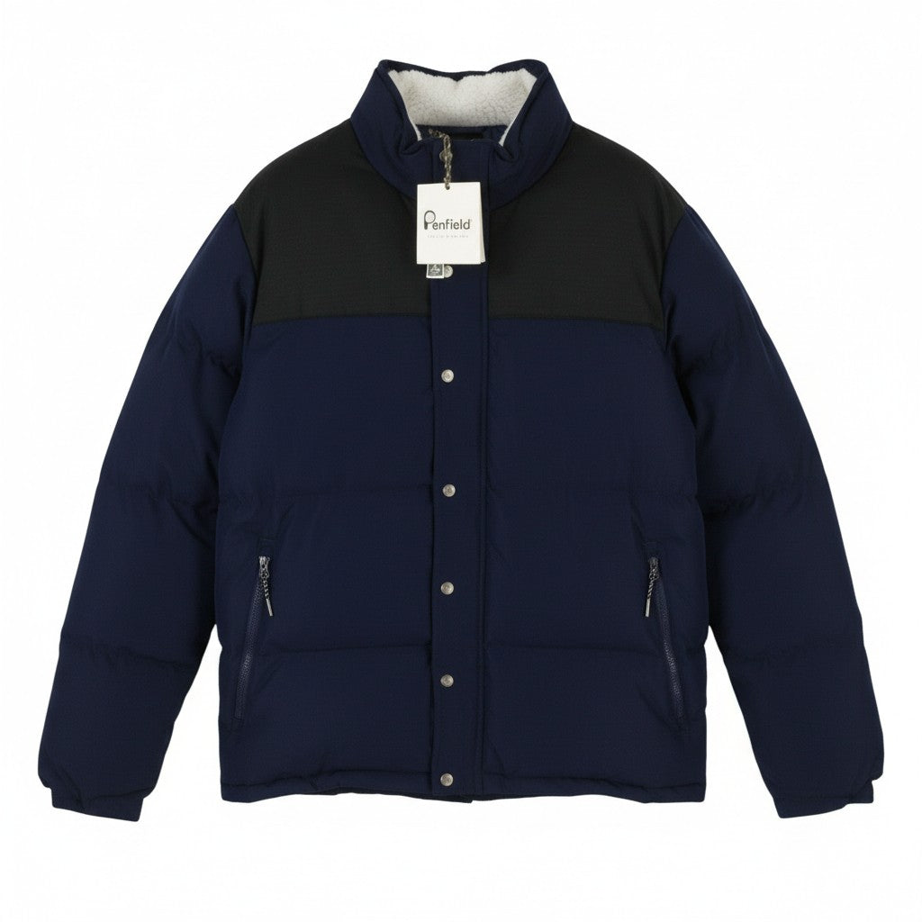 PENFIELD Men Jacket 2XL Dark Blue Quilted Padded High Neck Full Zip RRP230