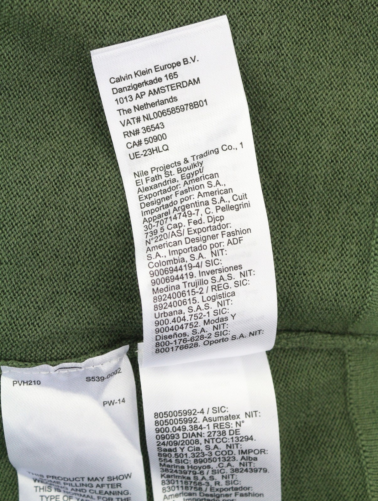 CALVIN KLEIN Merino Mock Neck Men Jumper M Green Wool Logo Knit