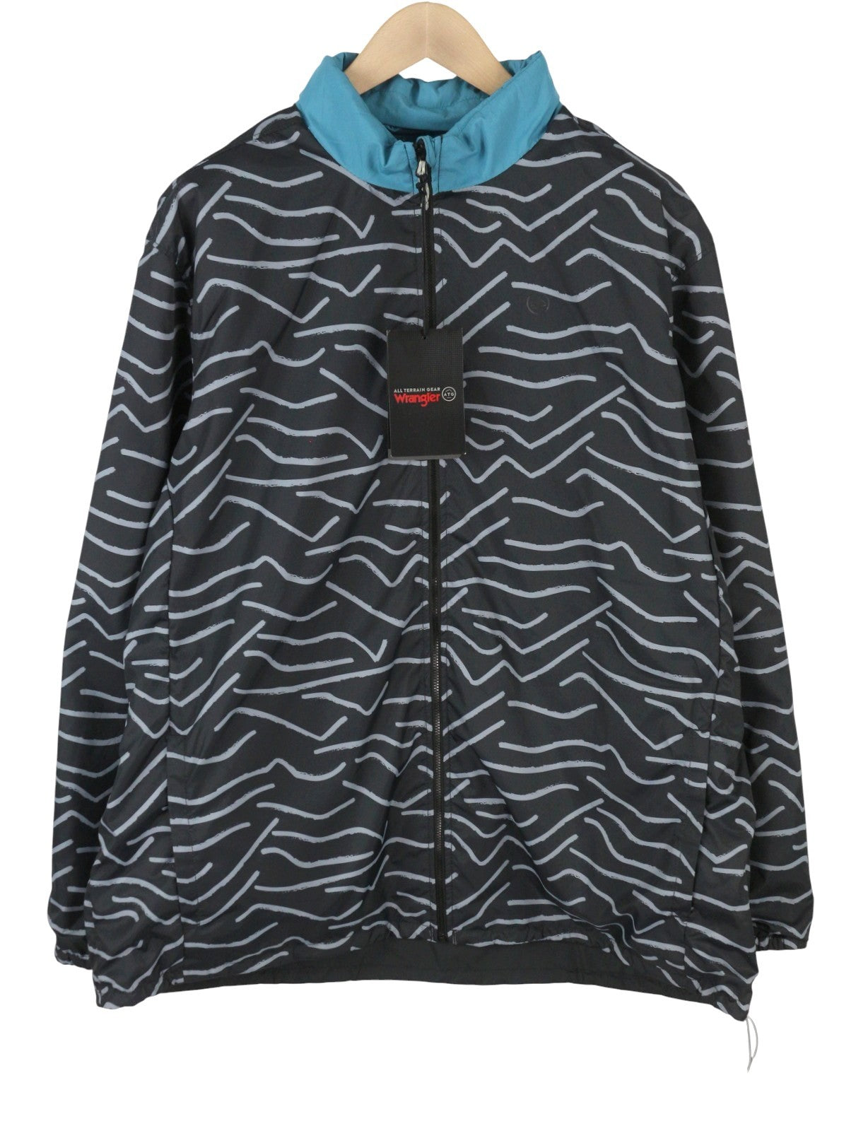 WRANGLER LWT Packable Men Jacket XL Reversible Patterned Hidden Hood Lightweight