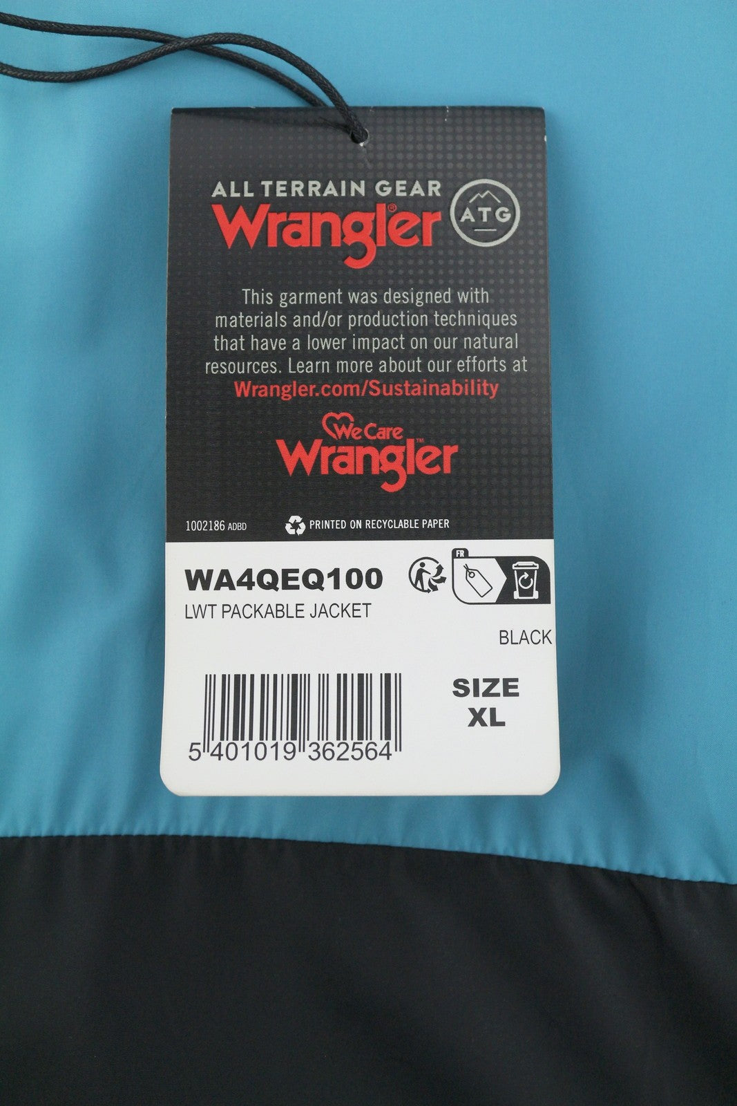 WRANGLER LWT Packable Men Jacket XL Reversible Patterned Hidden Hood Lightweight