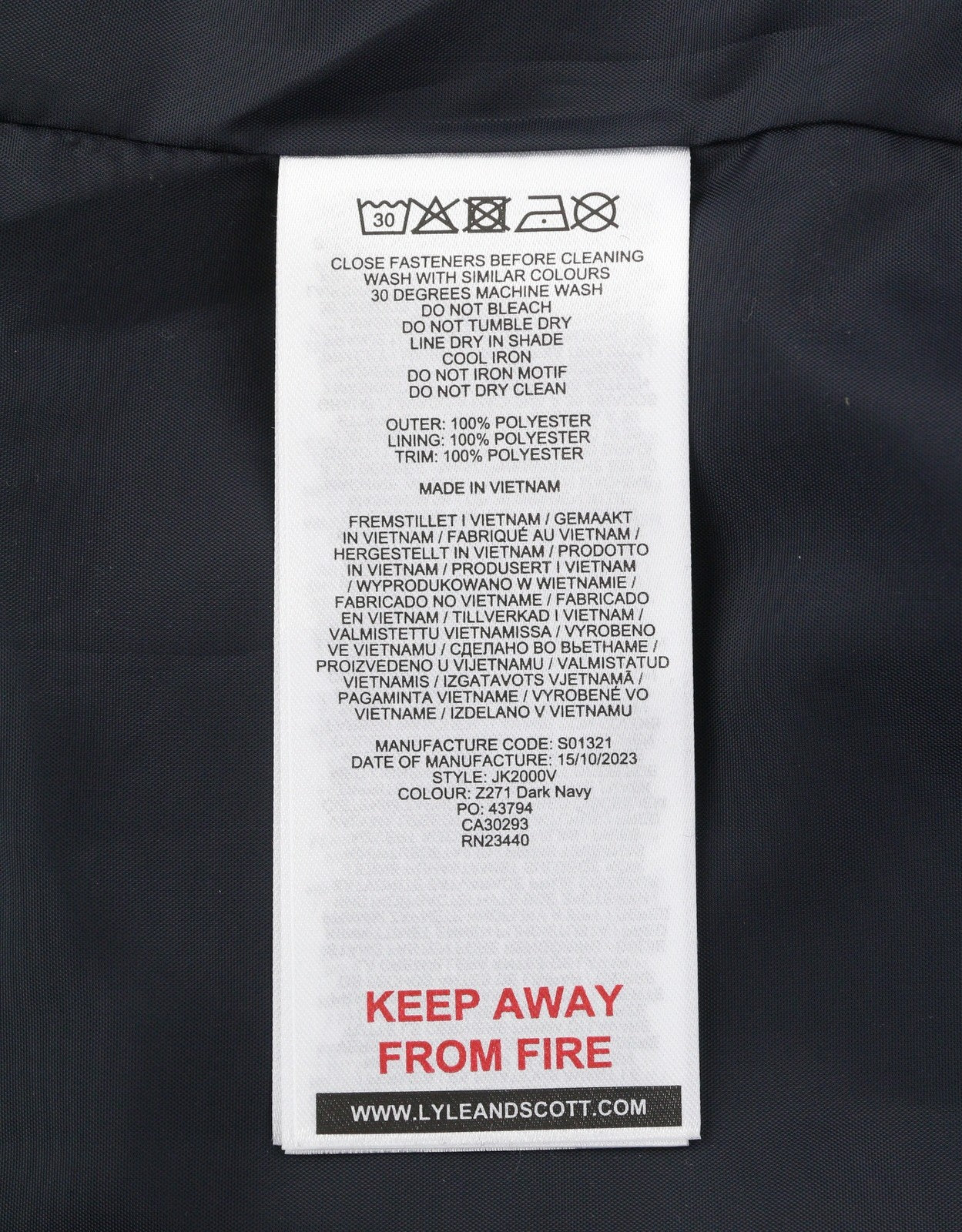 LYLE & SCOTT Coach Men Jacket M Dark Blue Water Repellent Full Zip Lightweight