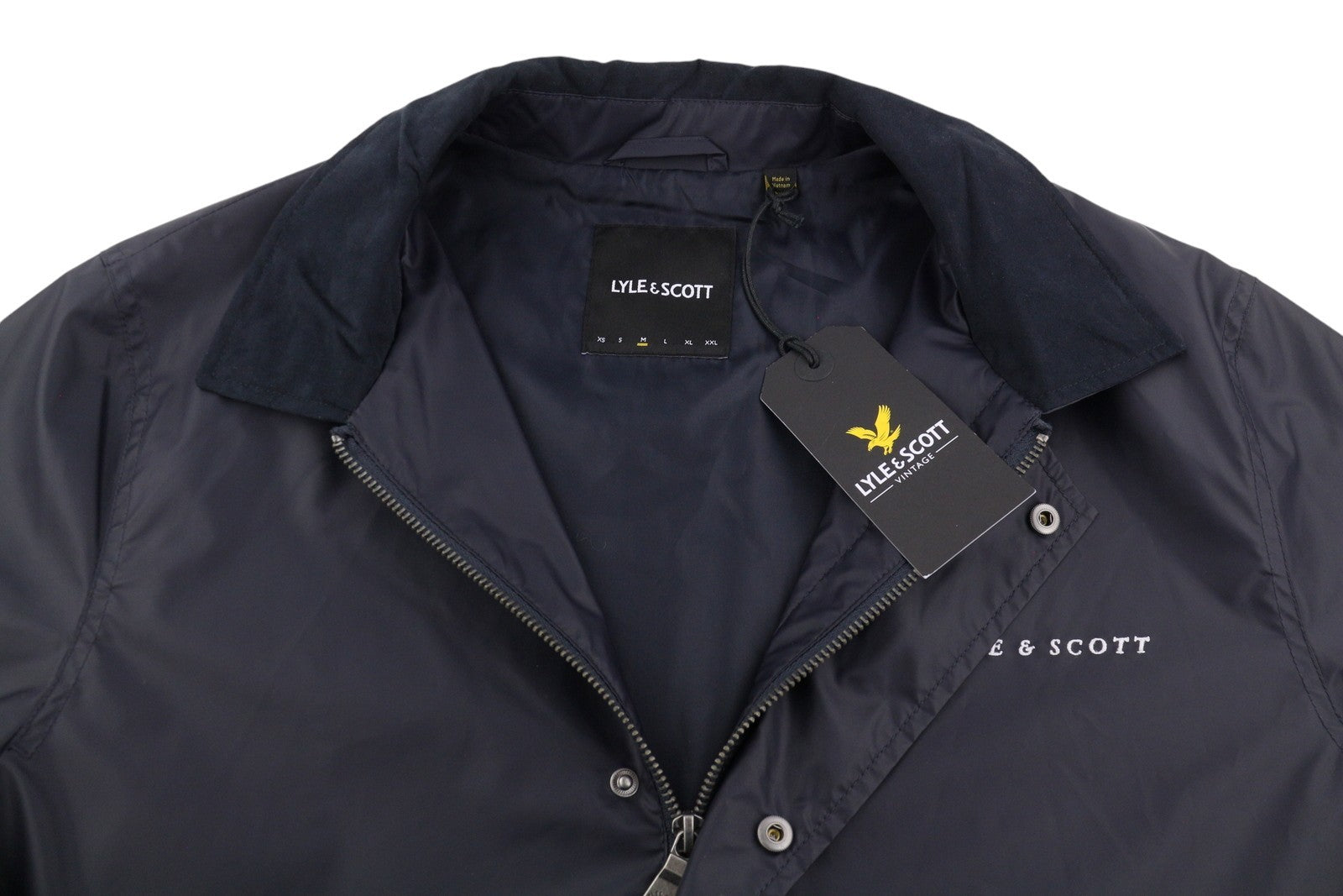 LYLE & SCOTT Coach Men Jacket M Dark Blue Water Repellent Full Zip Lightweight