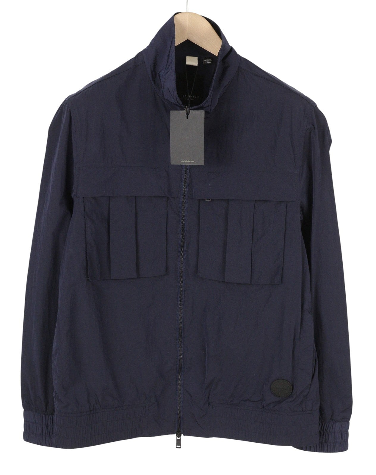 TED BAKER Men Jacket 3 M Dark Blue High Neck Unlined Full Zip Lightweight RRP250