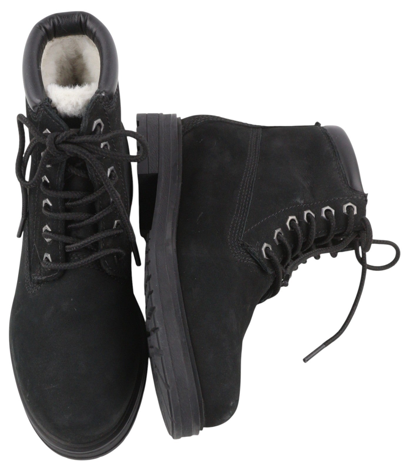 TIMBERLAND Women Boots EU37.5 Black Leather Waterproof Shearling Winter