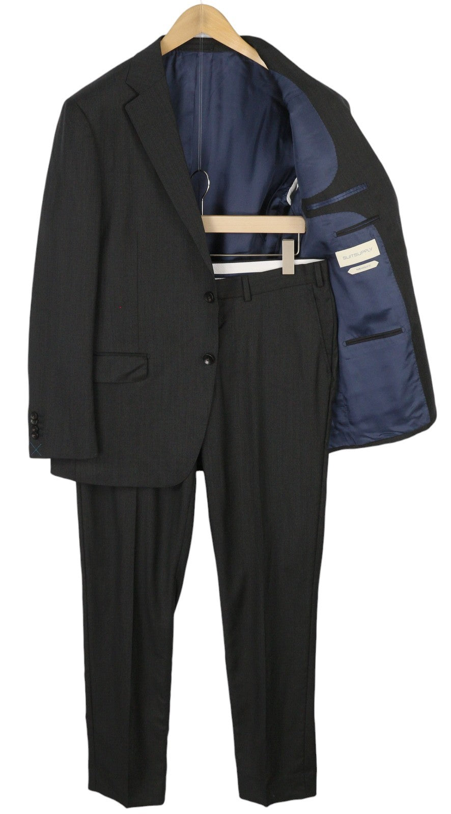 SUITSUPPLY Napoli Single Breasted Men Suit UK42R Dark Grey Wool 2 Pieces