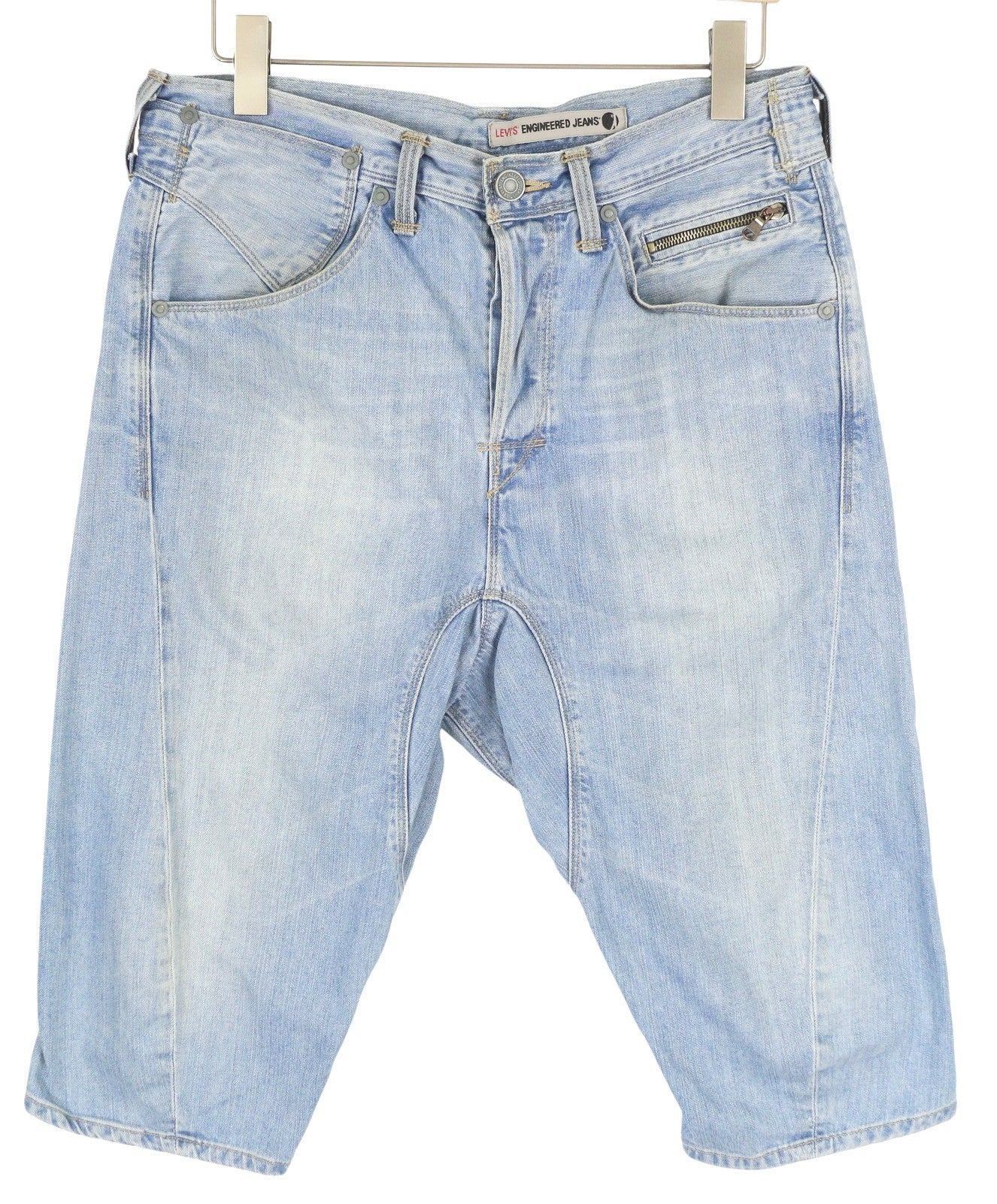 LEVI'S Engineered Men Shorts M Blue Denim Faded Whiskers