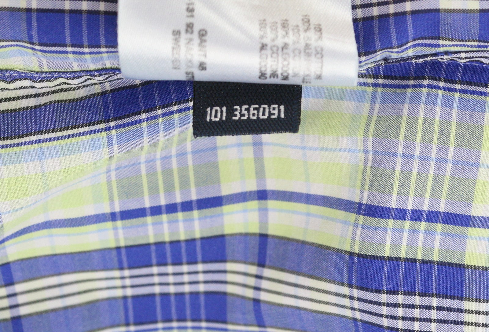 GANT Portofino Poplin Men Shirt M Blue Check E-Z Fit Short Sleeve