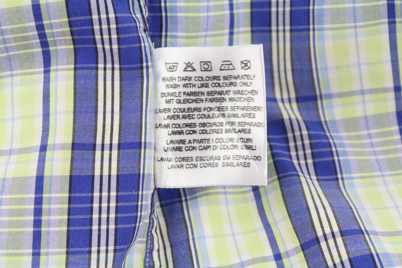 GANT Portofino Poplin Men Shirt M Blue Check E-Z Fit Short Sleeve