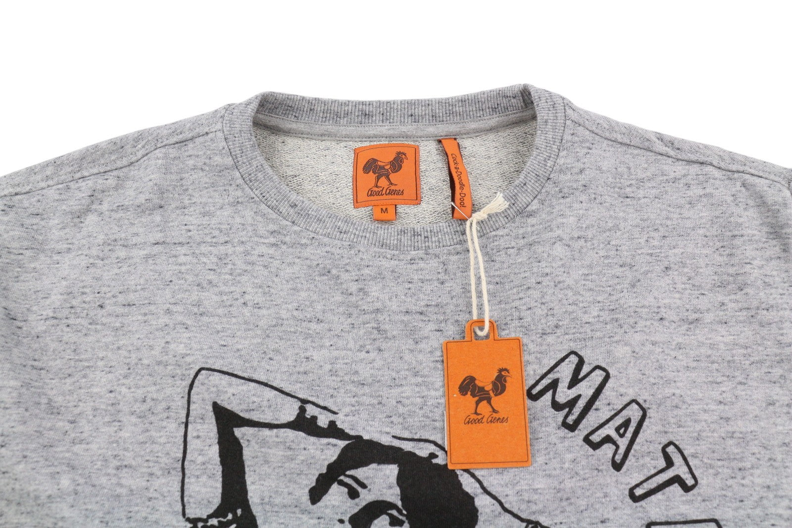 GOOD GENES Men Sweatshirt M Grey Melange Crew Logo Pull On