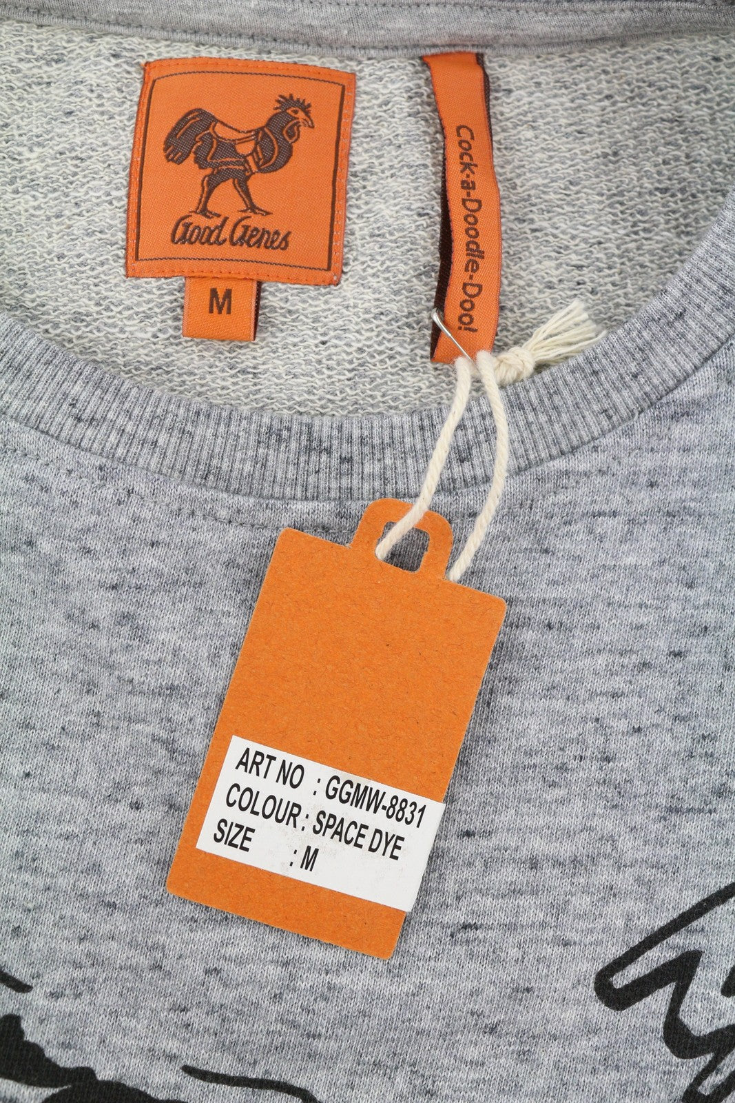 GOOD GENES Men Sweatshirt M Grey Melange Crew Logo Pull On